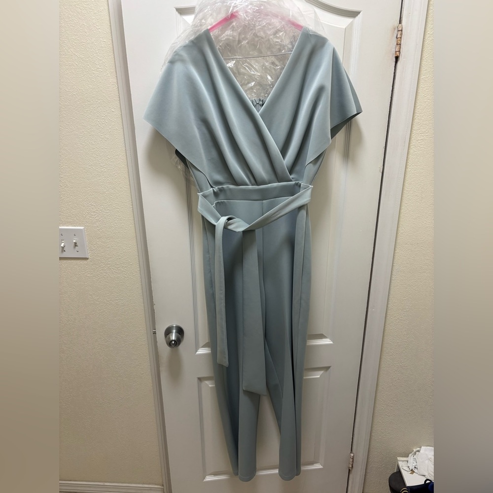 Blue V-Neck Jumpsuit